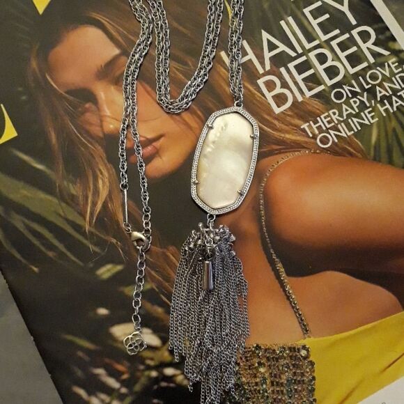 Kendra Scott Rayne Mother of Pearl tassel necklace - Picture 1 of 5